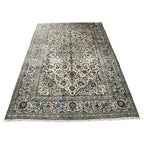 290 x 196 cm Hand-Knotted Floral Persian Kashan Cream Rug