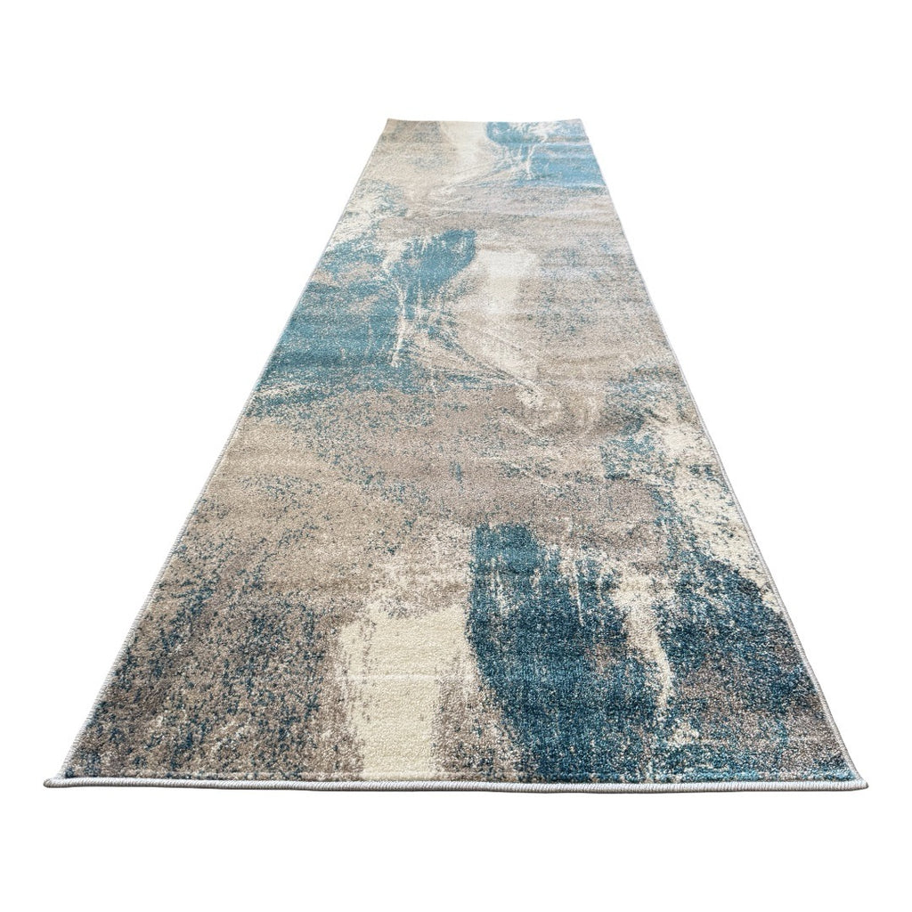 800 x 80 cm Turquoise & Sandstone Marble Runner Rug