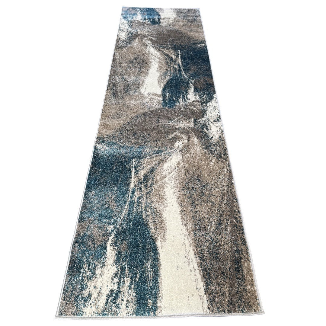 800 x 80 cm Turquoise & Sandstone Marble Runner Rug