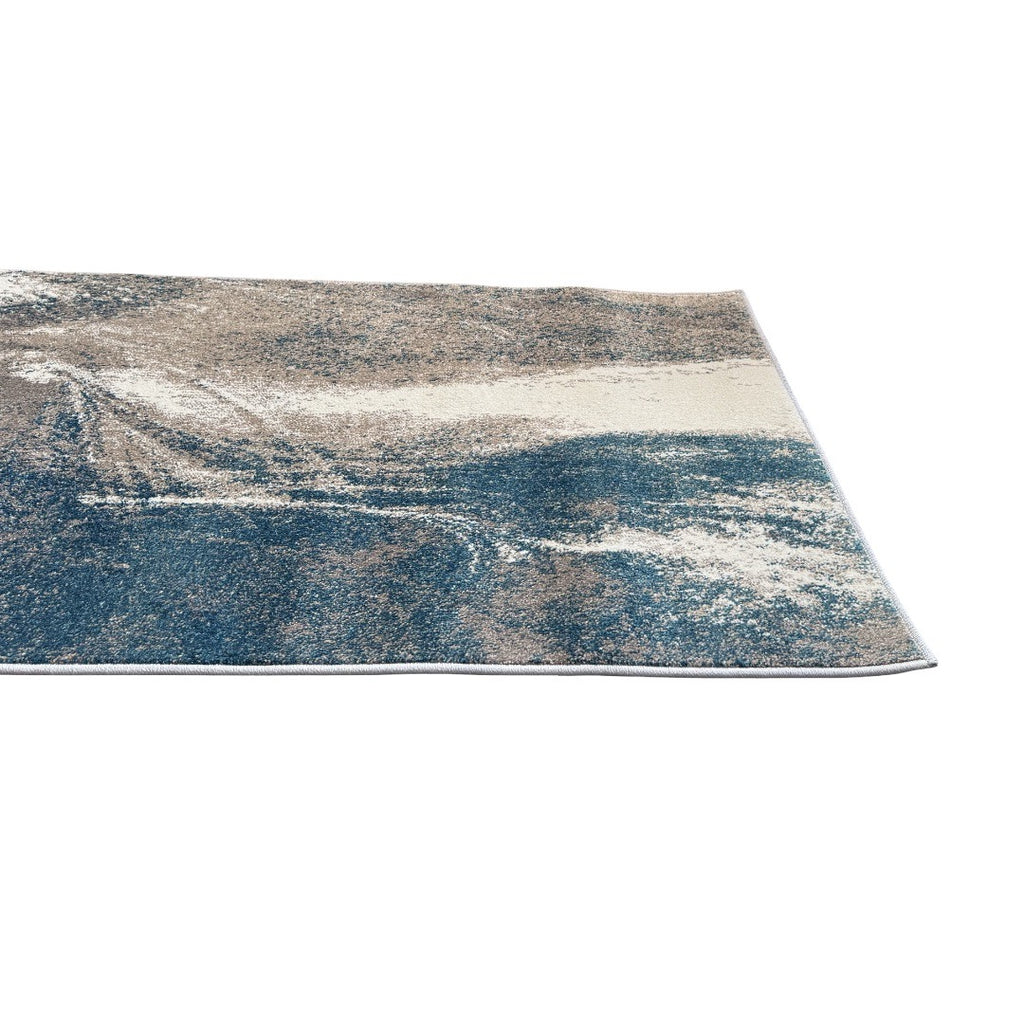 800 x 80 cm Turquoise & Sandstone Marble Runner Rug