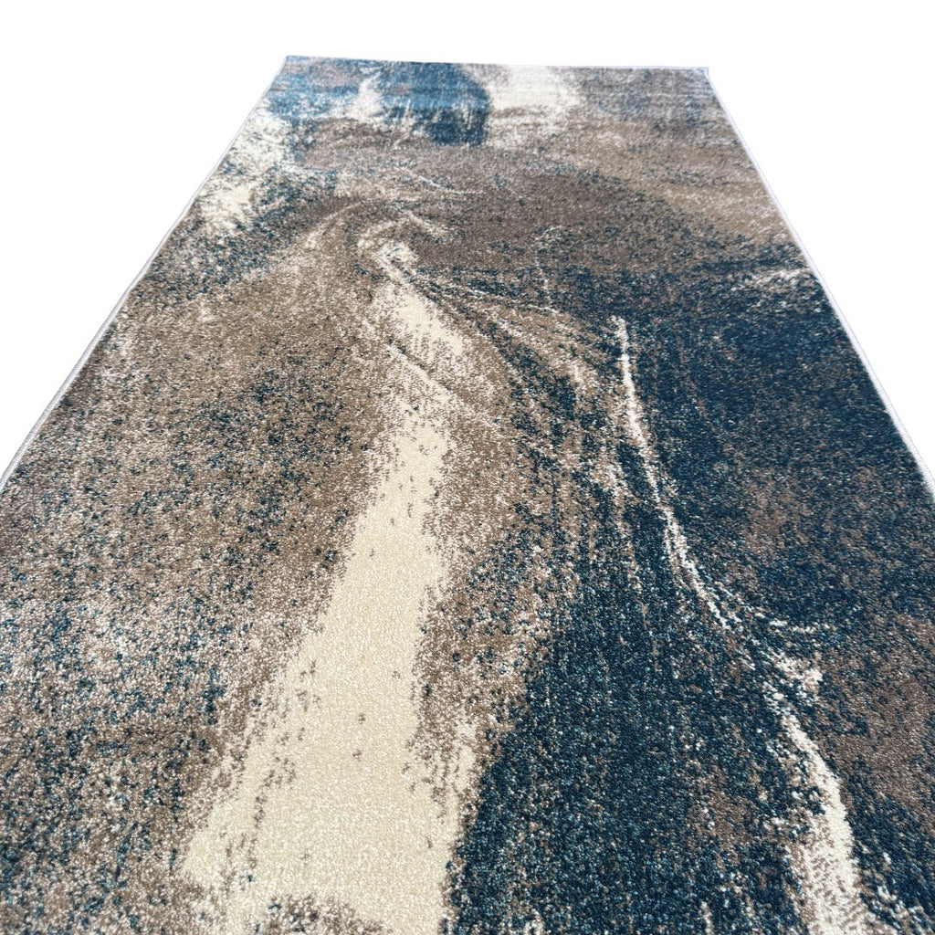 500 x 80 cm Turquoise & Sandstone Marble Runner Rug