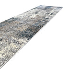 300 x 80 cm Distressed Canvas in Grey, Ivory & Turquoise Runner Rug
