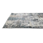 600 x 80 cm Distressed Canvas in Grey, Ivory & Turquoise Runner Rug