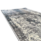 500 x 80 cm Distressed Canvas in Grey, Ivory & Turquoise Runner Rug