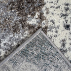 500 x 80 cm Distressed Canvas in Grey, Ivory & Turquoise Runner Rug