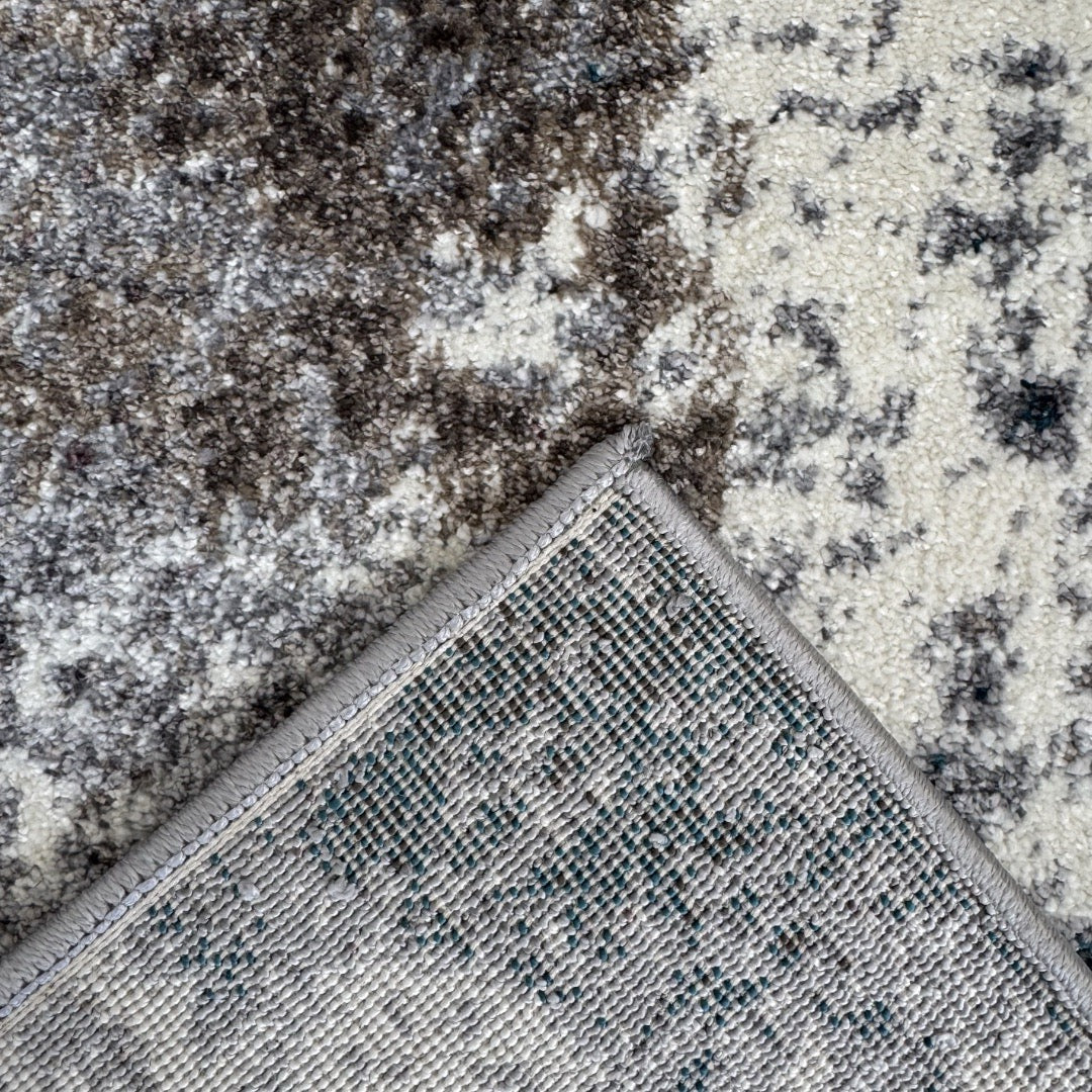 600 x 80 cm Distressed Canvas in Grey, Ivory & Turquoise Runner Rug