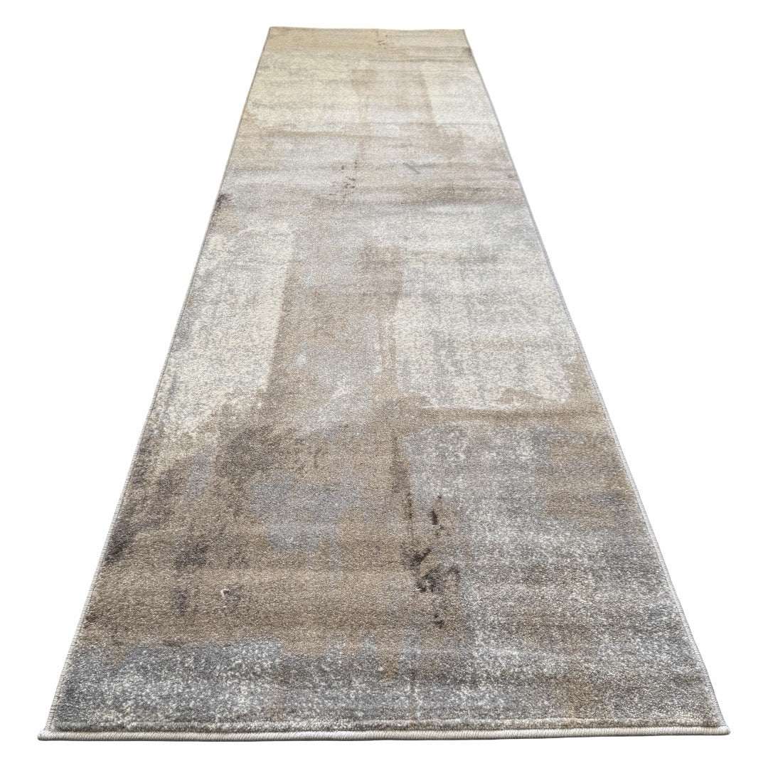 500 x 80 cm Modern Serenity in Silver Grey & Mocha Runner Rug