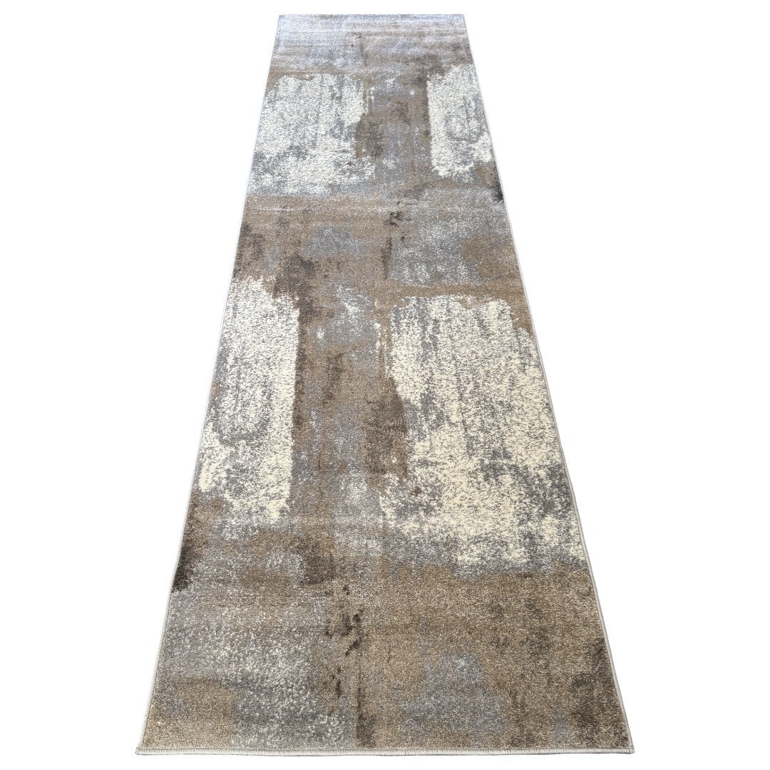 600 x 80 cm Modern Serenity in Silver Grey & Mocha Runner Rug