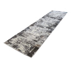 500 x 80 cm Light Grey & Charcoal Distressed Abstract Rug with Teal Accents