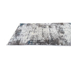 800 x 80 cm Light Grey & Charcoal Distressed Abstract Rug with Teal Accents