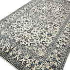 301 x 197 cm Hand-Knotted Floral Persian Kashan Cream Wool Rug