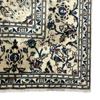 301 x 197 cm Hand-Knotted Floral Persian Kashan Cream Wool Rug
