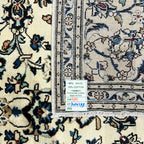 301 x 197 cm Hand-Knotted Floral Persian Kashan Cream Wool Rug