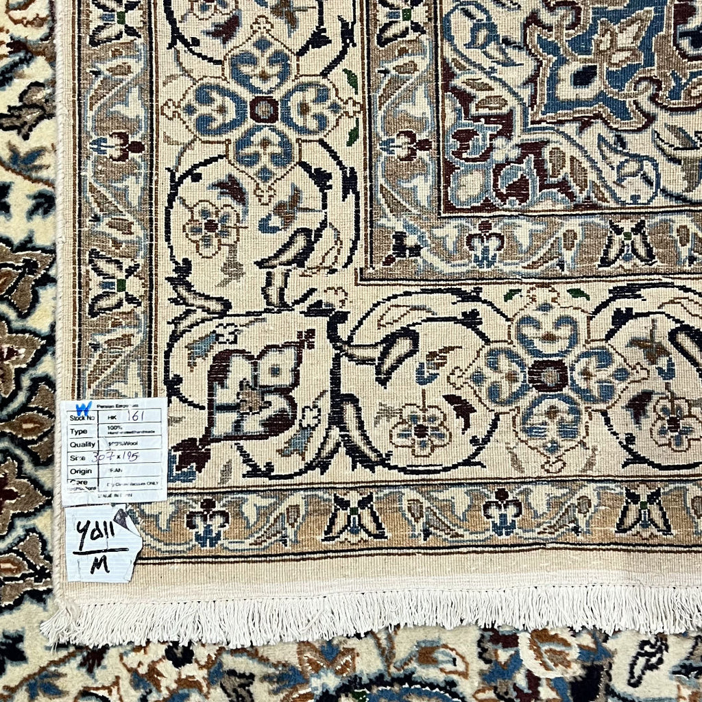 307cm x 195cm Hand-Knotted Persian Nain