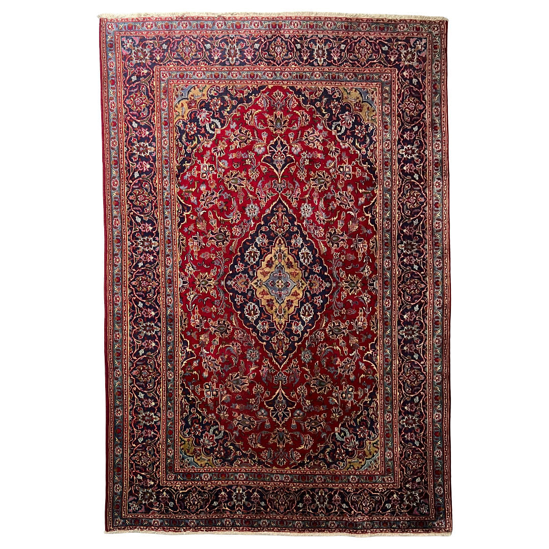 284cm x 190cm Hand-Knotted Persian Mashad - Wool Rug