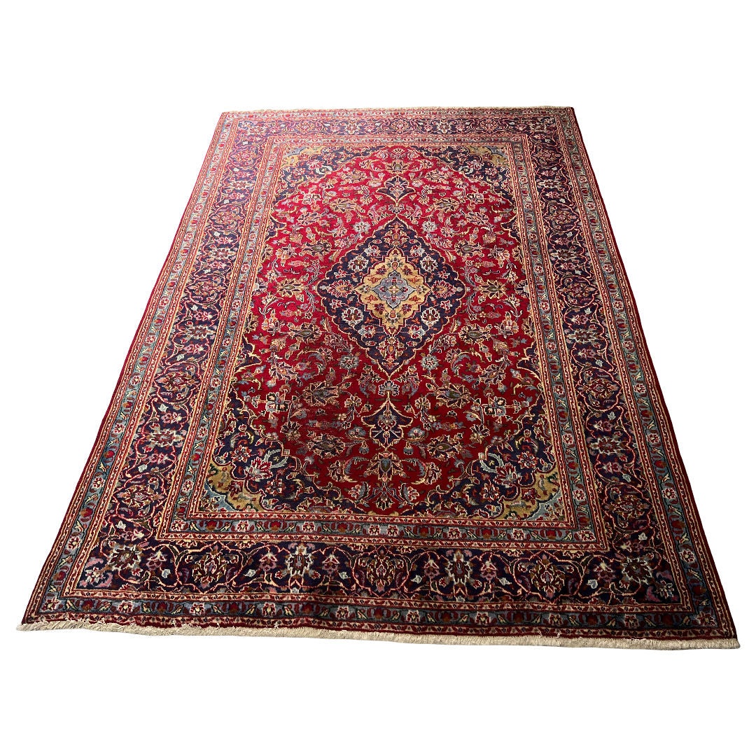 284cm x 190cm Hand-Knotted Persian Mashad - Wool Rug