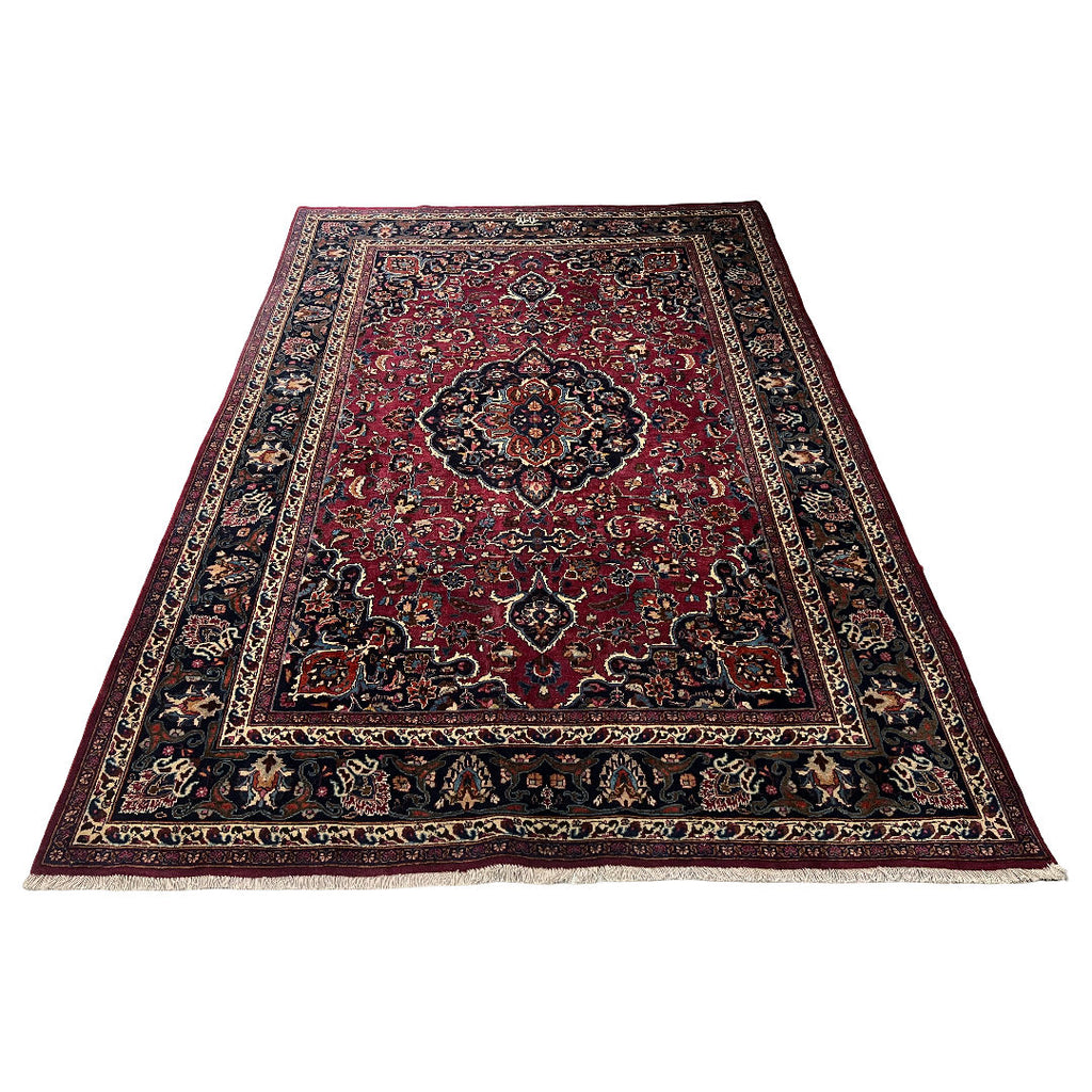 275cm x 195cm Hand-Knotted Persian Mashad - Wool Rug