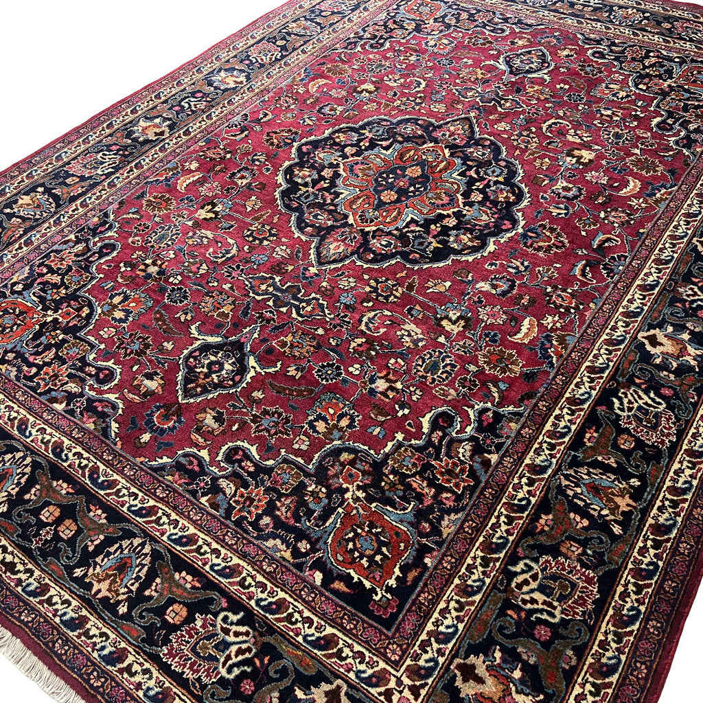 275cm x 195cm Hand-Knotted Persian Mashad - Wool Rug