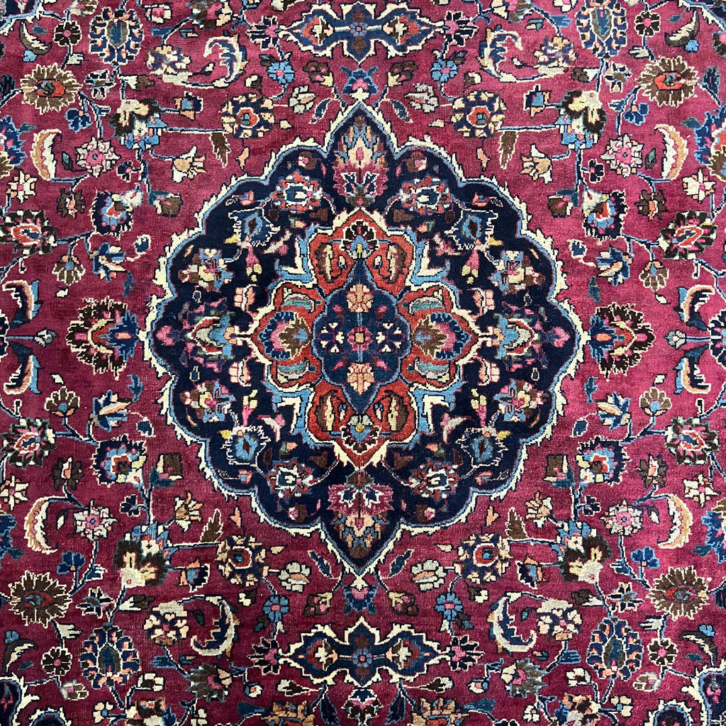 275cm x 195cm Hand-Knotted Persian Mashad - Wool Rug
