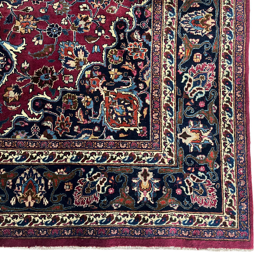 275cm x 195cm Hand-Knotted Persian Mashad - Wool Rug