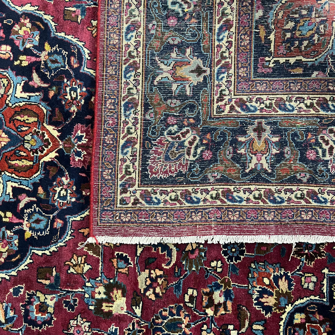 275cm x 195cm Hand-Knotted Persian Mashad - Wool Rug