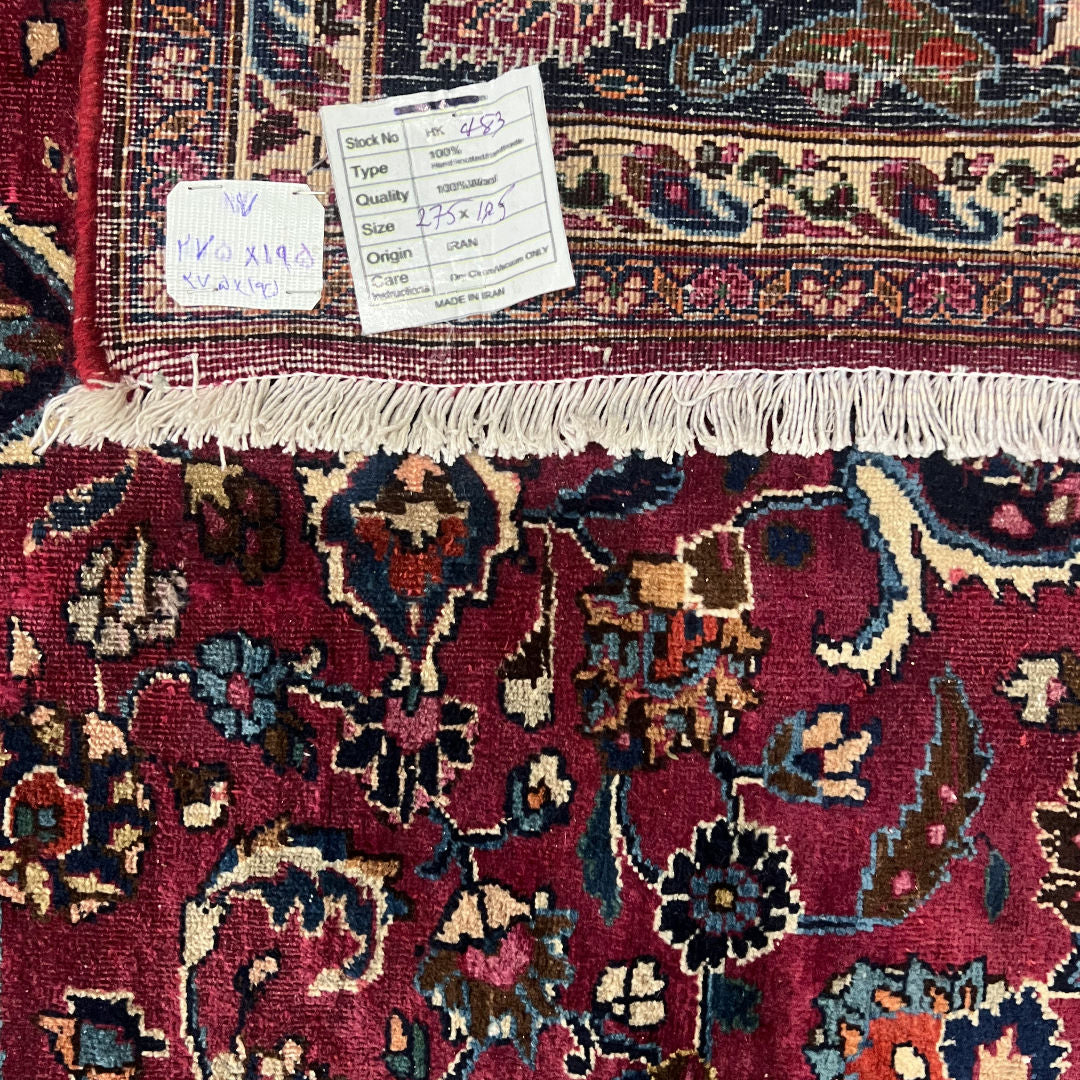 275cm x 195cm Hand-Knotted Persian Mashad - Wool Rug