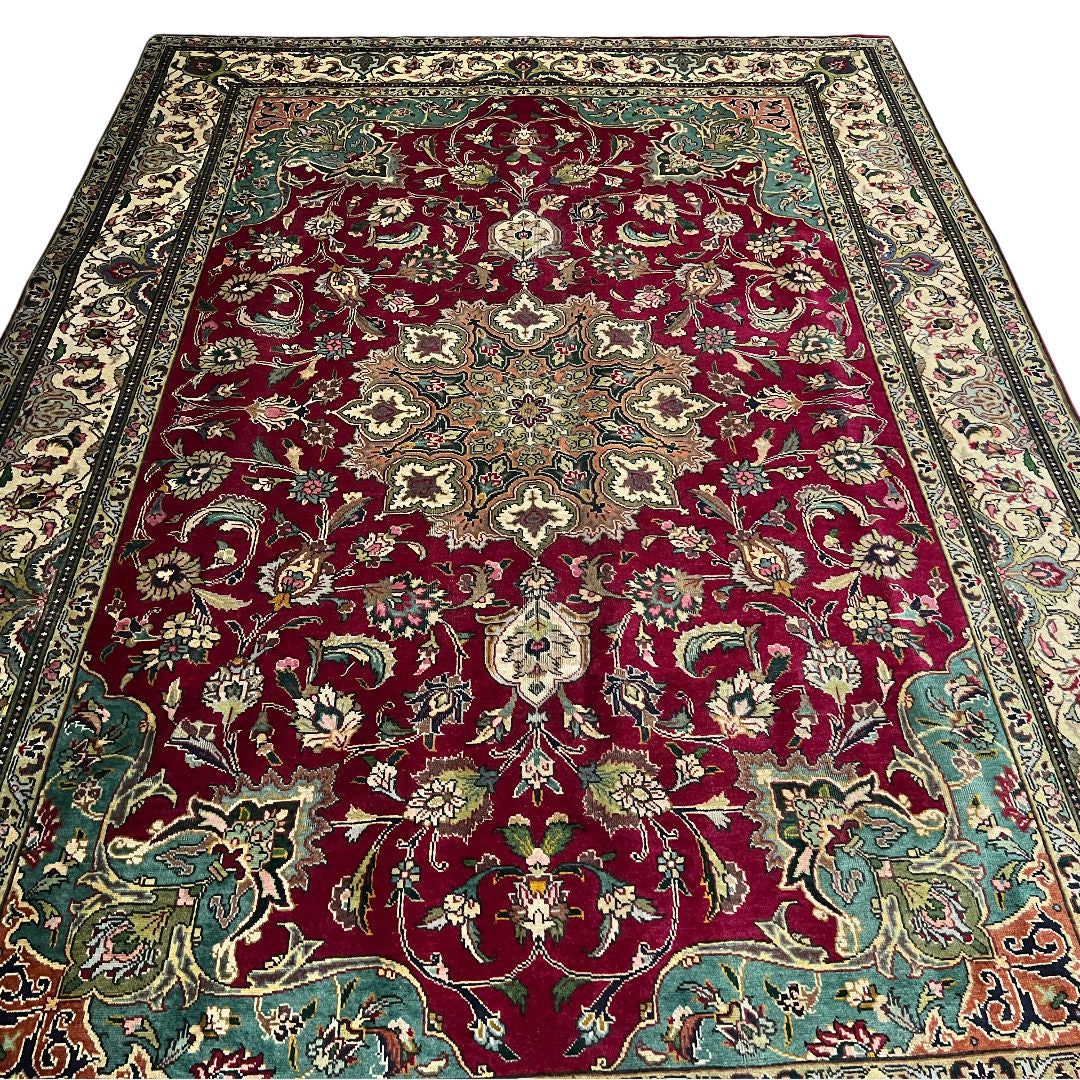 345cm x 238cm Hand-Knotted Persian Tabriz Floral Rug