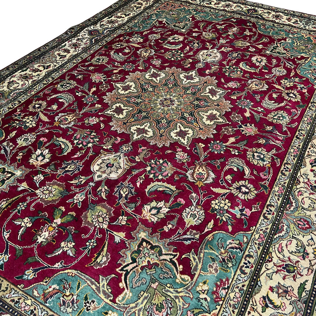 345cm x 238cm Hand-Knotted Persian Tabriz Floral Rug