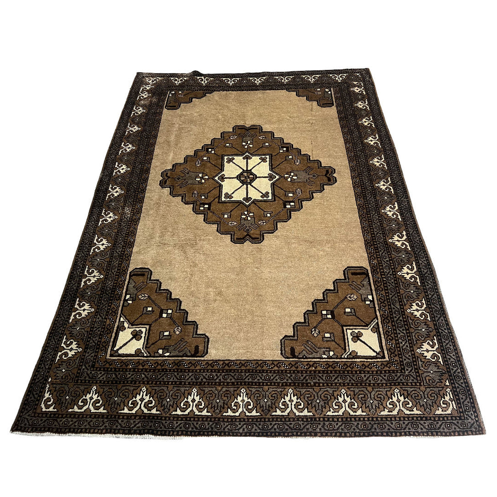 275cm x 195cm Hand-Knotted Camel Wool Tribal Vintage Rug