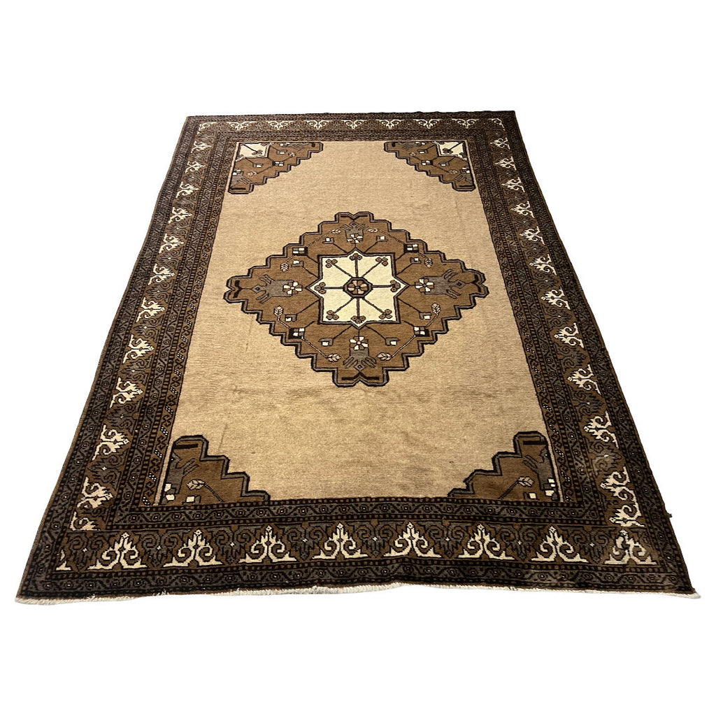 275cm x 195cm Hand-Knotted Camel Wool Tribal Vintage Rug