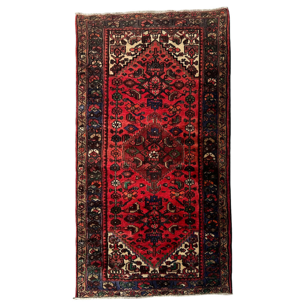 193cm x 104cm Hand-Knotted Vintage Hamadan Rug