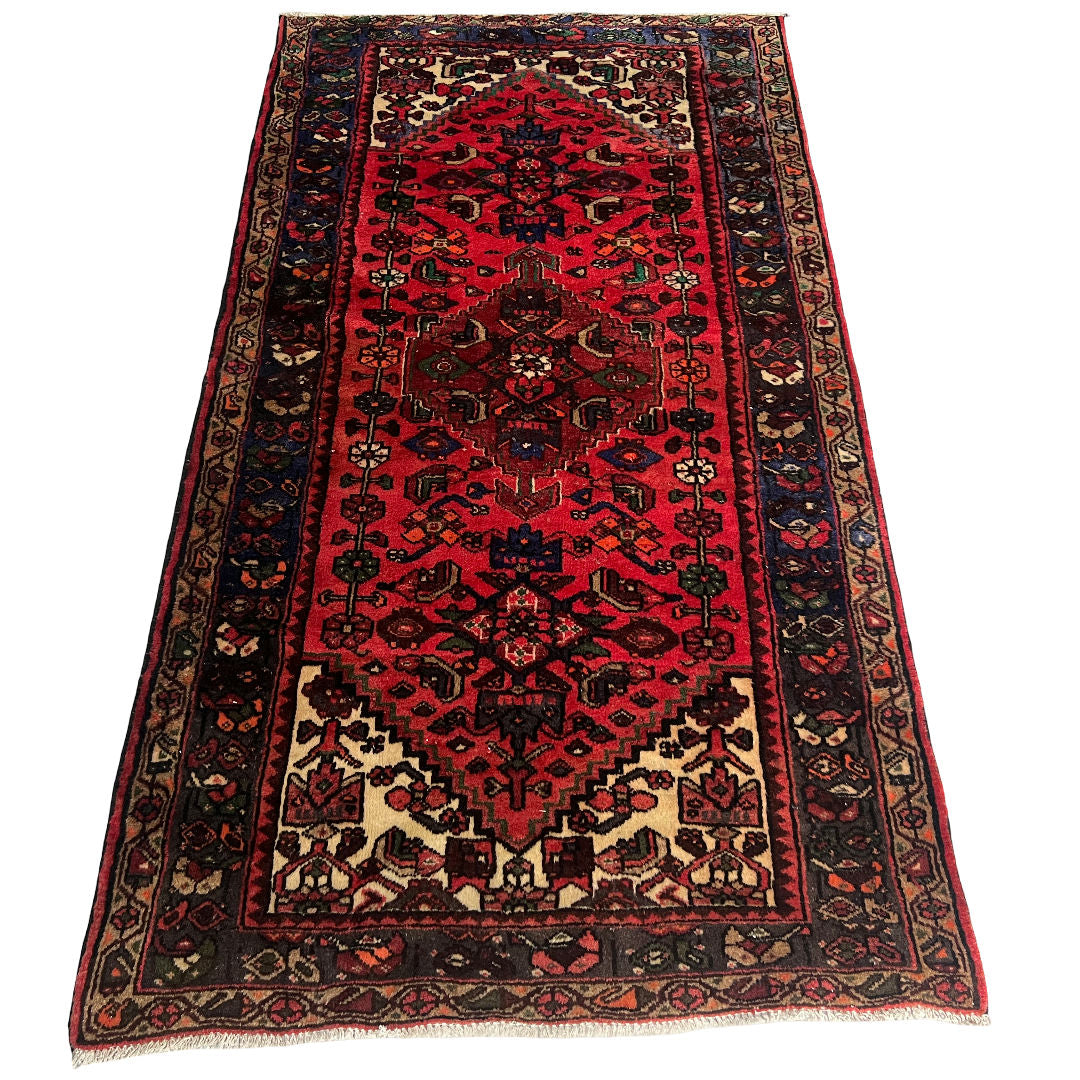 193cm x 104cm Hand-Knotted Vintage Hamadan Rug