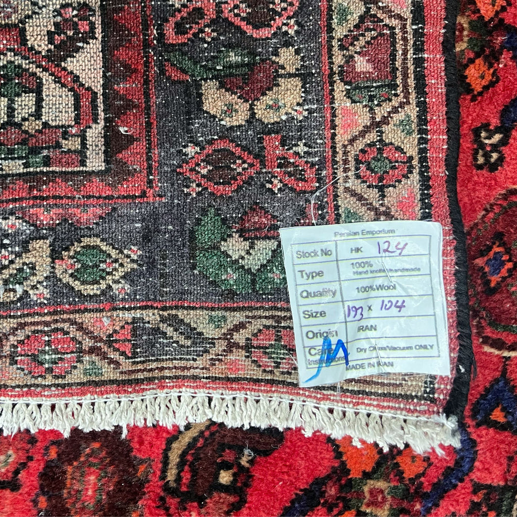 193cm x 104cm Hand-Knotted Vintage Hamadan Rug