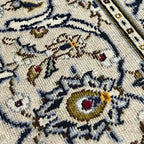 294 x 190 cm Hand-Knotted Floral Persian Kashan Cream Rug