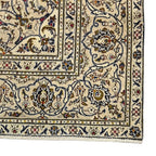 294 x 190 cm Hand-Knotted Floral Persian Kashan Cream Rug