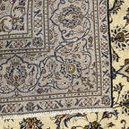 294 x 190 cm Hand-Knotted Floral Persian Kashan Cream Rug