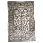 305 x 195 cm Hand-Knotted Floral Persian Kashan Cream Rug