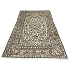 305 x 195 cm Hand-Knotted Floral Persian Kashan Cream Rug