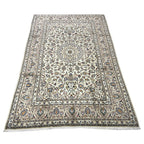 305 x 195 cm Hand-Knotted Floral Persian Kashan Cream Rug