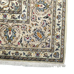 305 x 195 cm Hand-Knotted Floral Persian Kashan Cream Rug