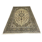 300 x 198 cm Hand-Knotted Persian Floral Kashan Cream Rug
