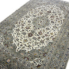 300 x 198 cm Hand-Knotted Persian Floral Kashan Cream Rug