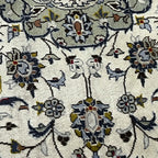 300 x 198 cm Hand-Knotted Persian Floral Kashan Cream Rug