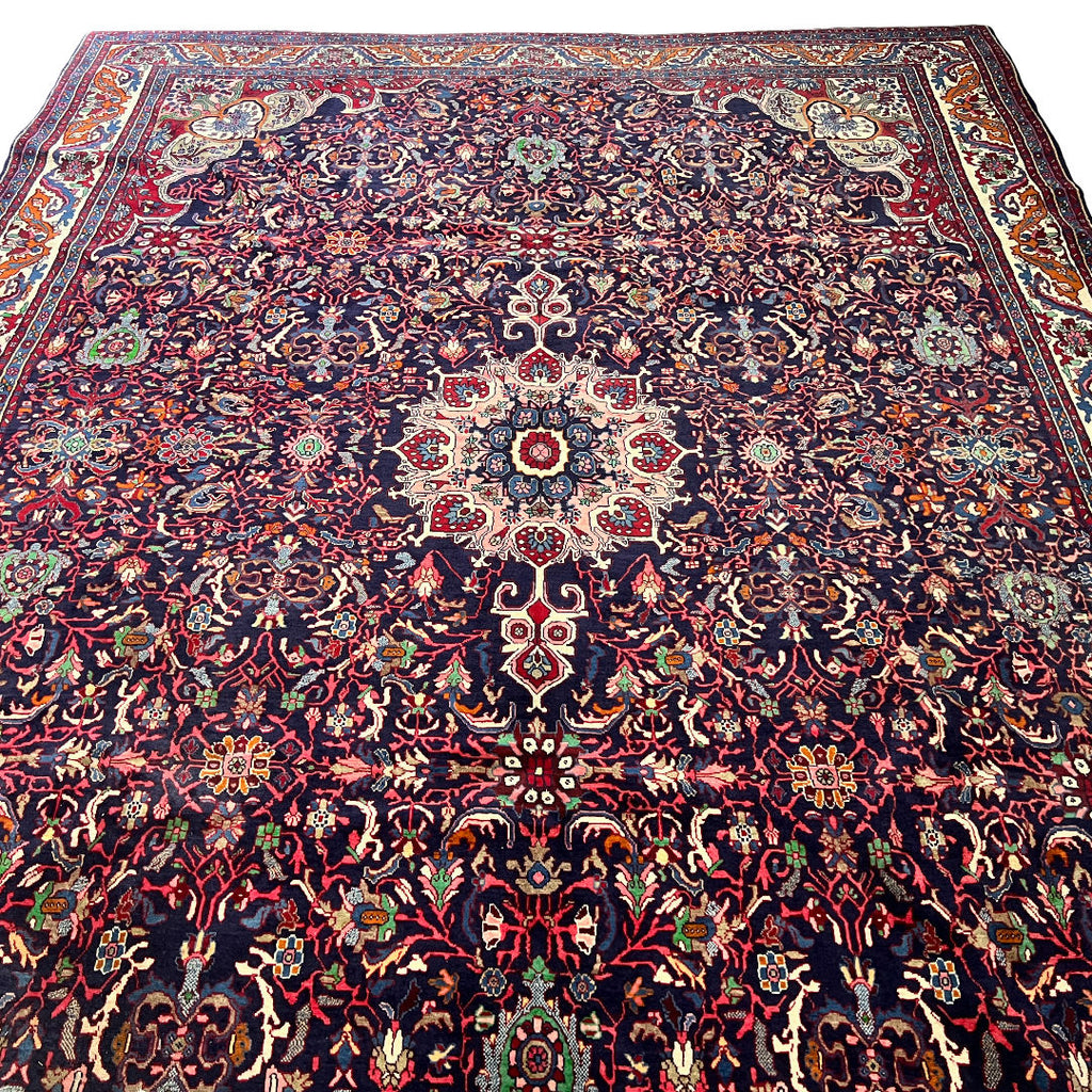 360 x 265 cm Hand-Knotted Vintage Persian Kashan Rug