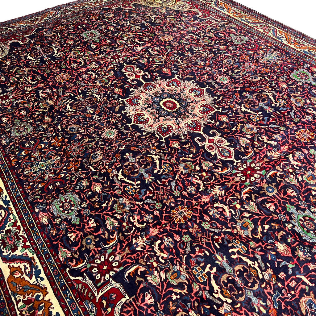 360 x 265 cm Hand-Knotted Vintage Persian Kashan Rug