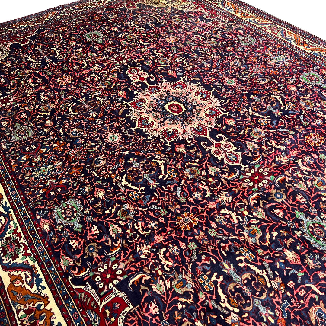 360 x 265 cm Hand-Knotted Vintage Persian Kashan Rug