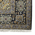 350 x 260 cm Hand-Knotted Navy & Cream Kashan Wool Rug