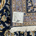 350 x 260 cm Hand-Knotted Navy & Cream Kashan Wool Rug