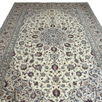 345 x 230 cm Hand-Knotted Persian Kashan Rug, Cream