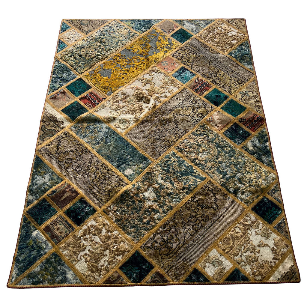 212 x 148 cm Hand-Knotted Ultra Vintage Persian Wool Rug
